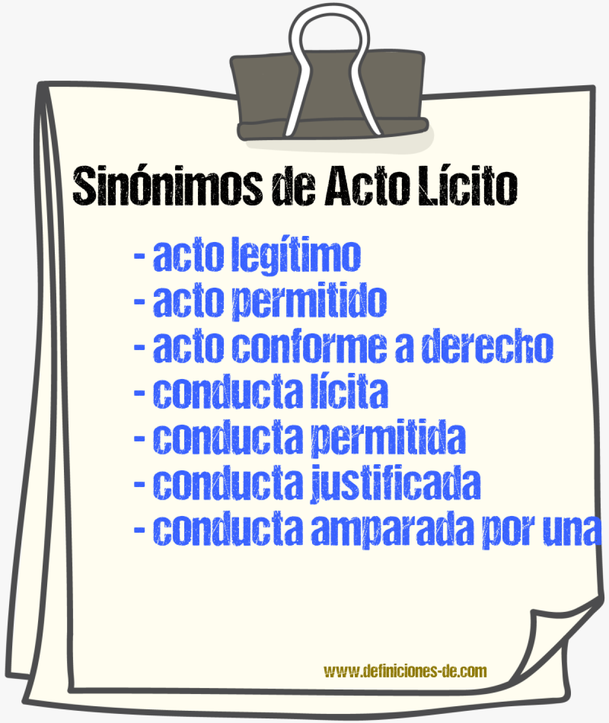 Sinónimos de acto lícito