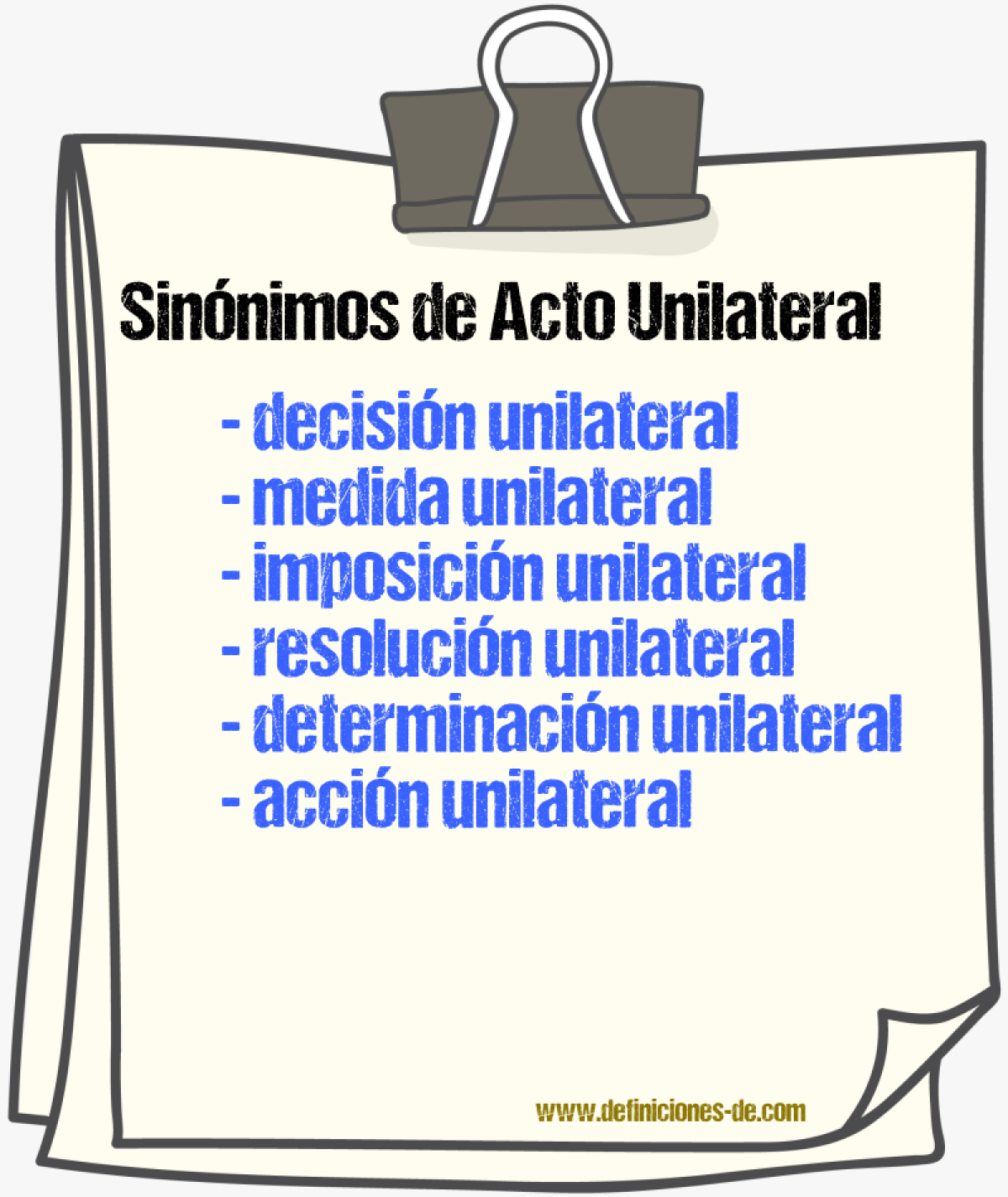 Sinónimos de acto unilateral