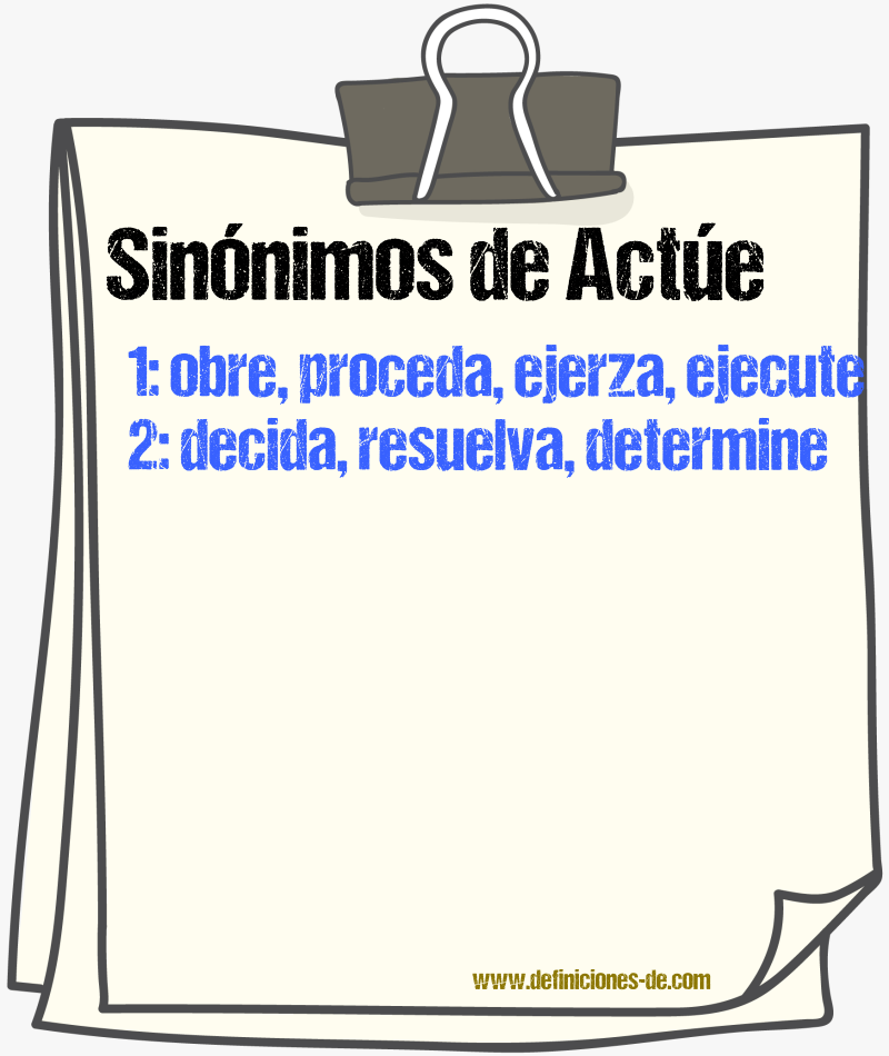 Sinónimos de actúe