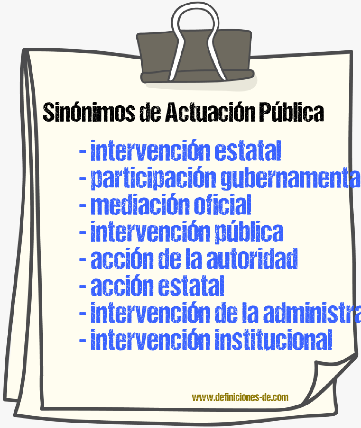 Sinónimos de actuación pública