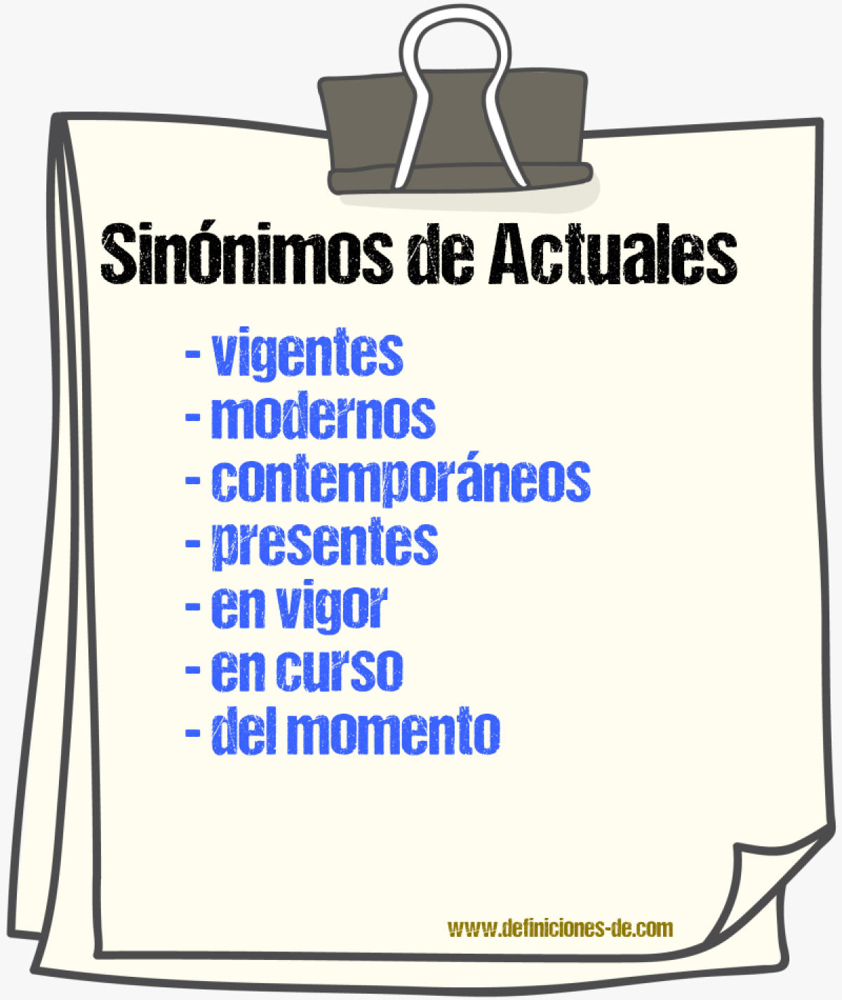 Sinónimos de actuales