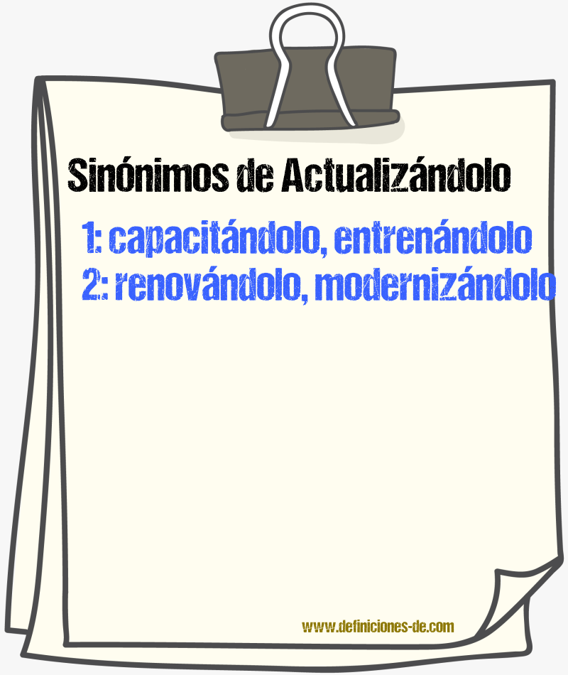 Sinónimos de actualizándolo