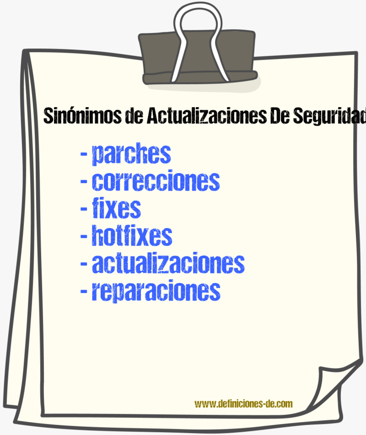Sinónimos de actualizaciones de seguridad