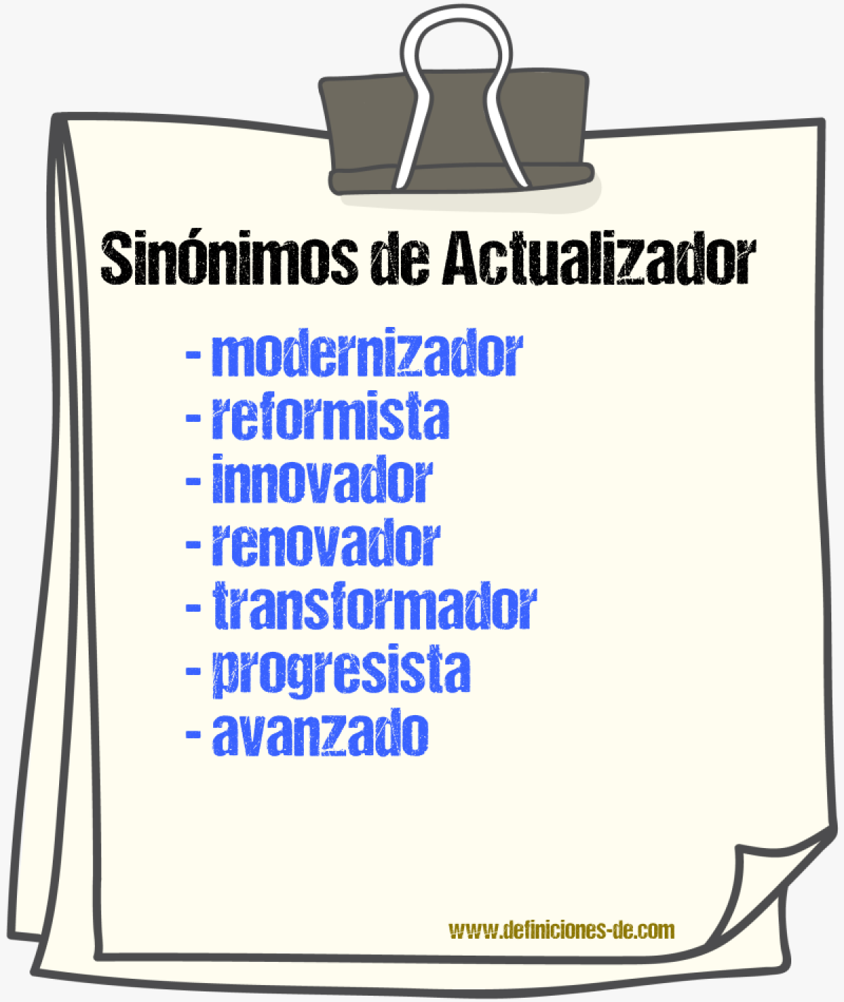 Sinónimos de actualizador