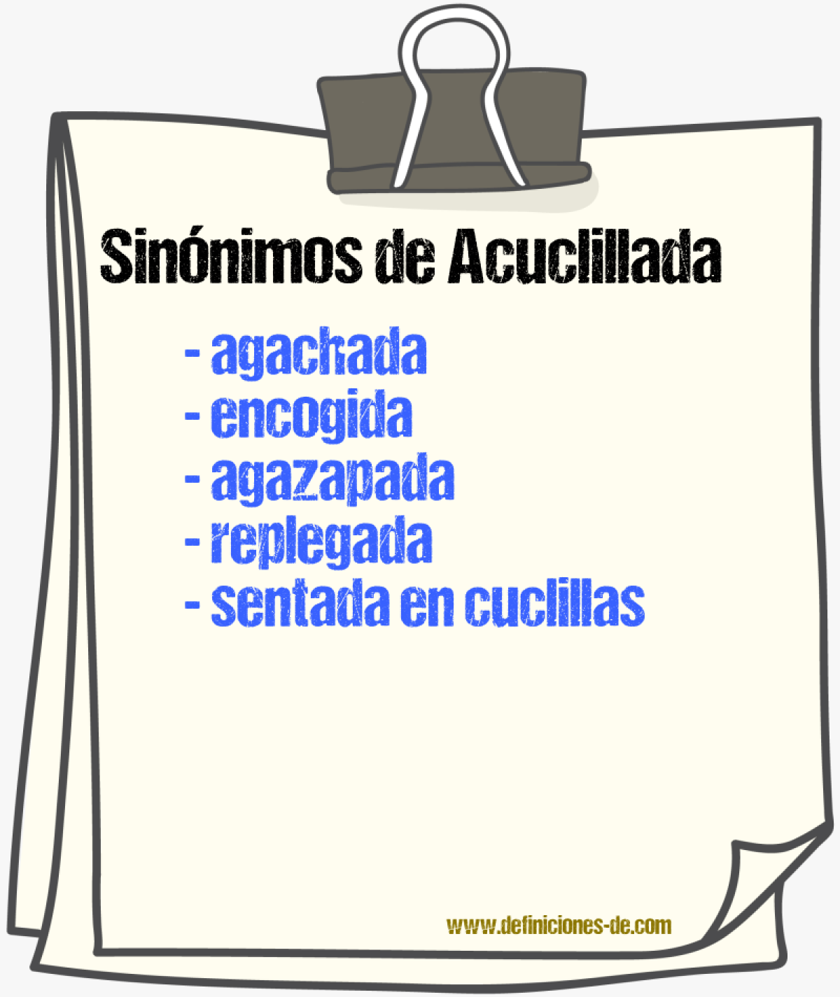 Sinónimos de acuclillada