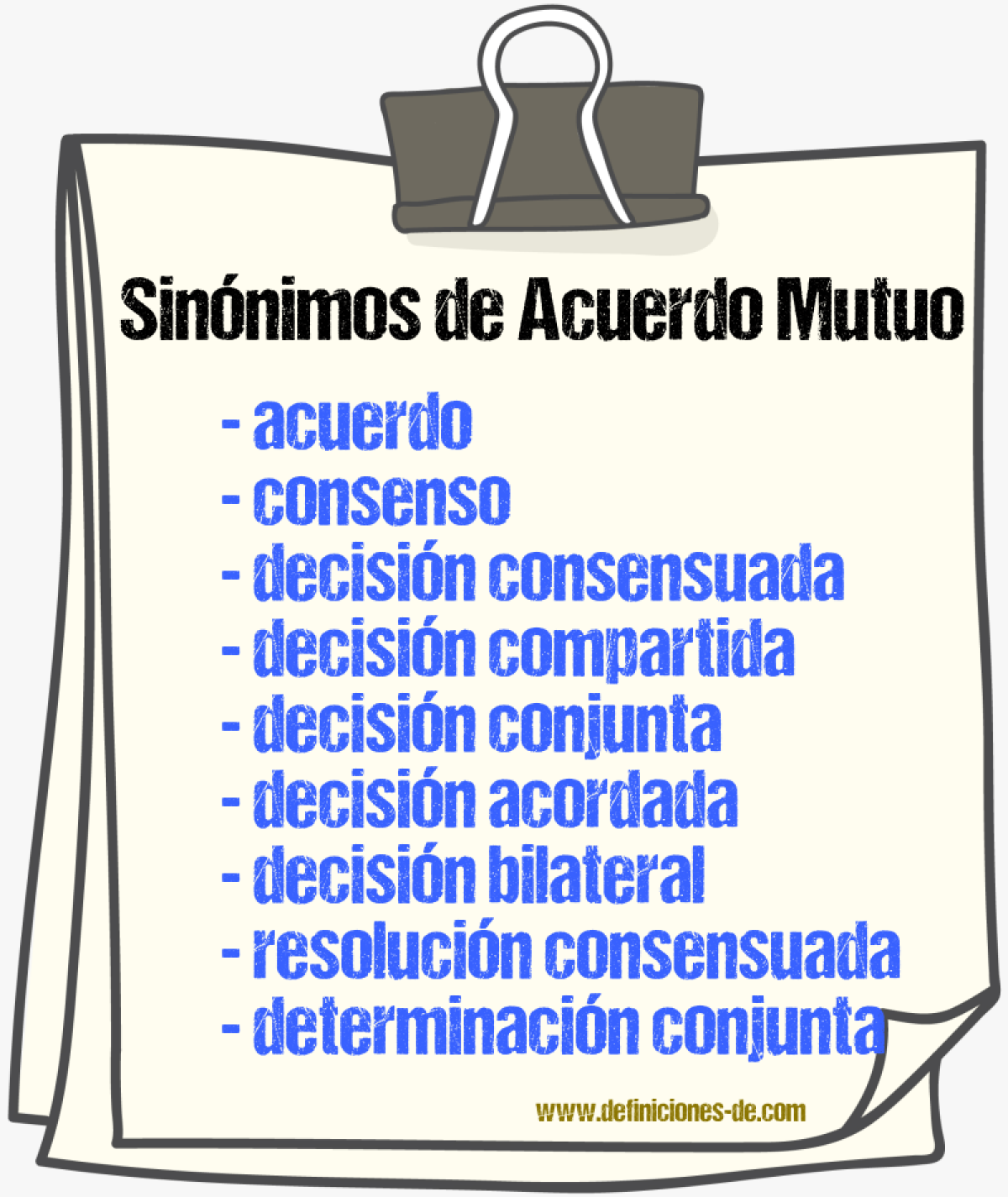 Sinónimos de acuerdo mutuo