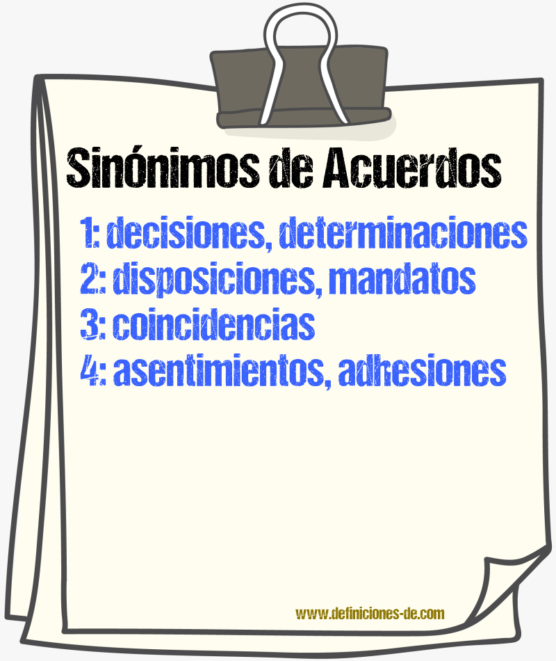Sinónimos de acuerdos