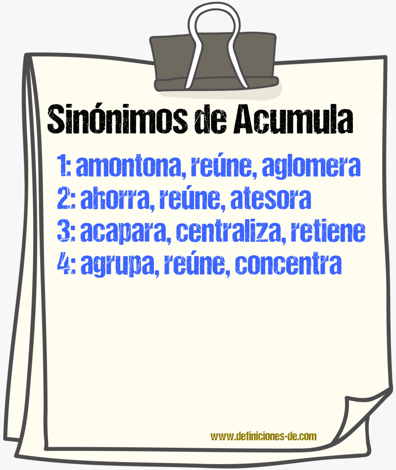 Sinónimos de acumula