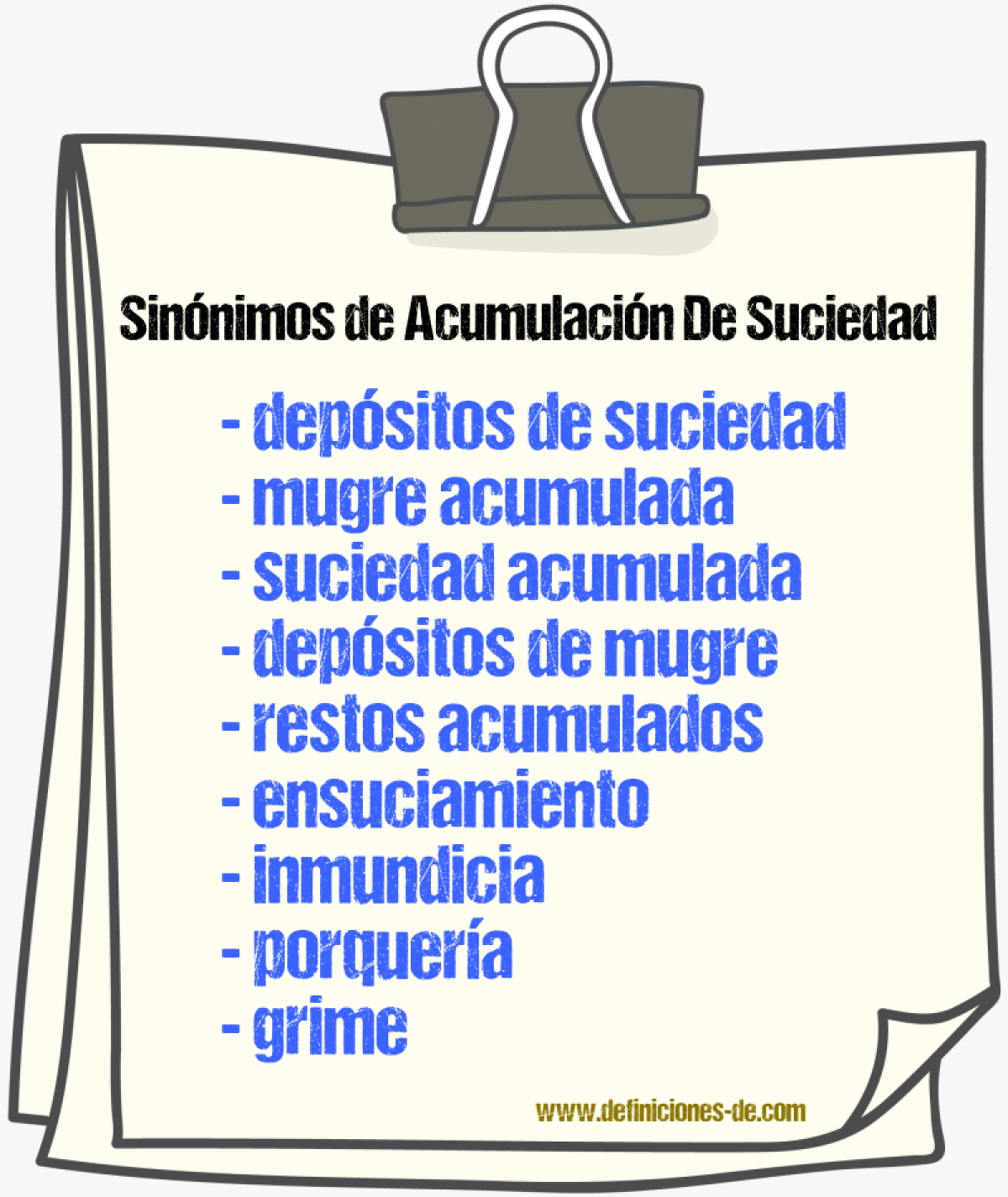 Sinónimos de acumulación de suciedad