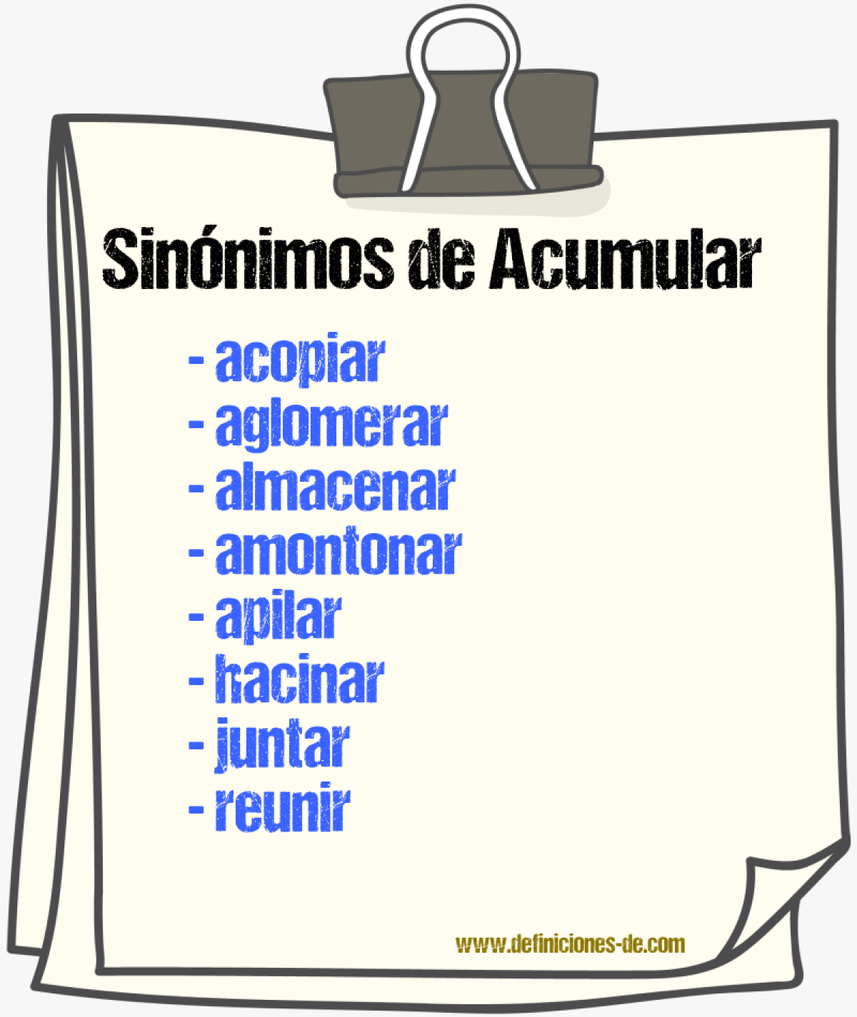 Sinnimos de acumular