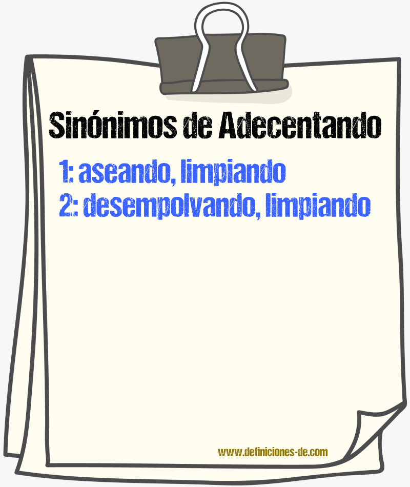 Sinónimos de adecentando