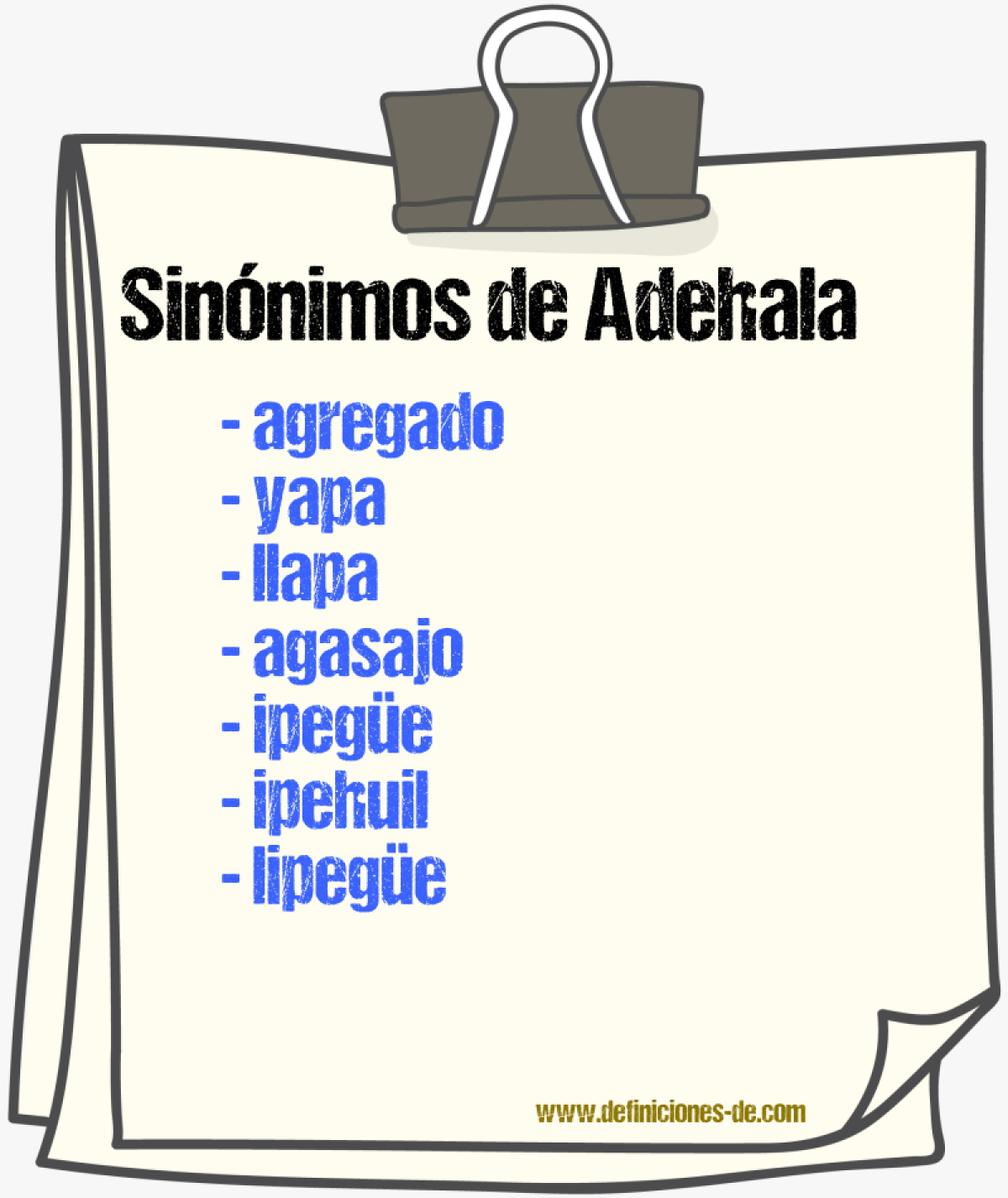 Sinnimos de adehala