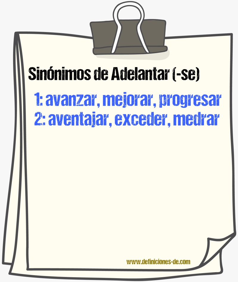 Sinnimos de adelantar