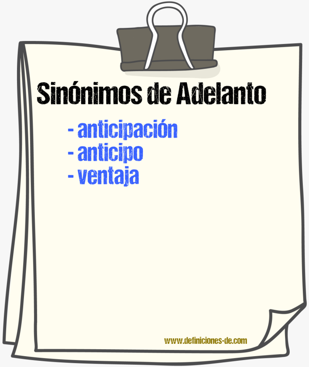 Sinnimos de adelanto