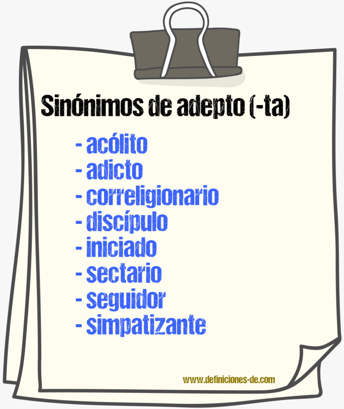 Sinnimos de adepto