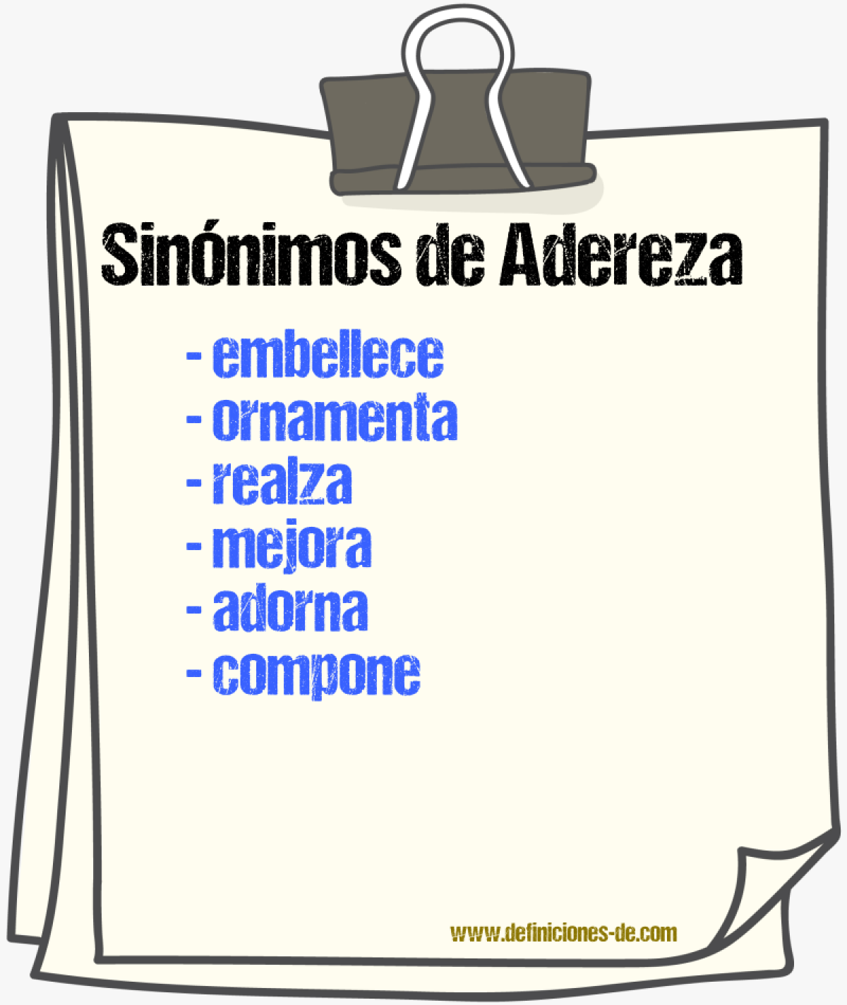 Sinónimos de adereza