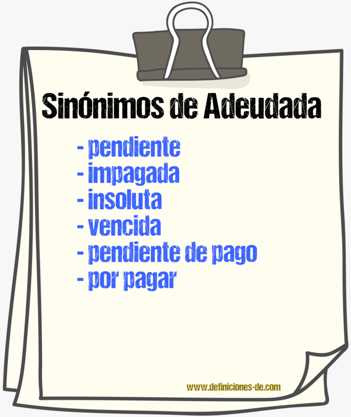 Sinónimos de adeudada