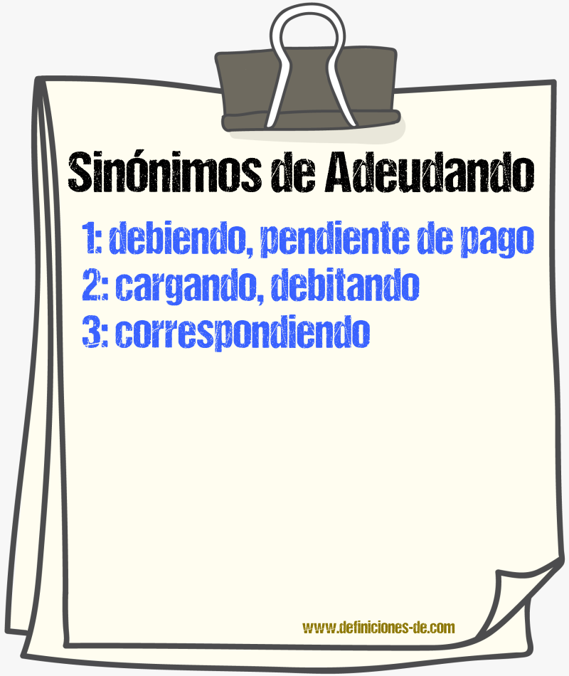 Sinónimos de adeudando