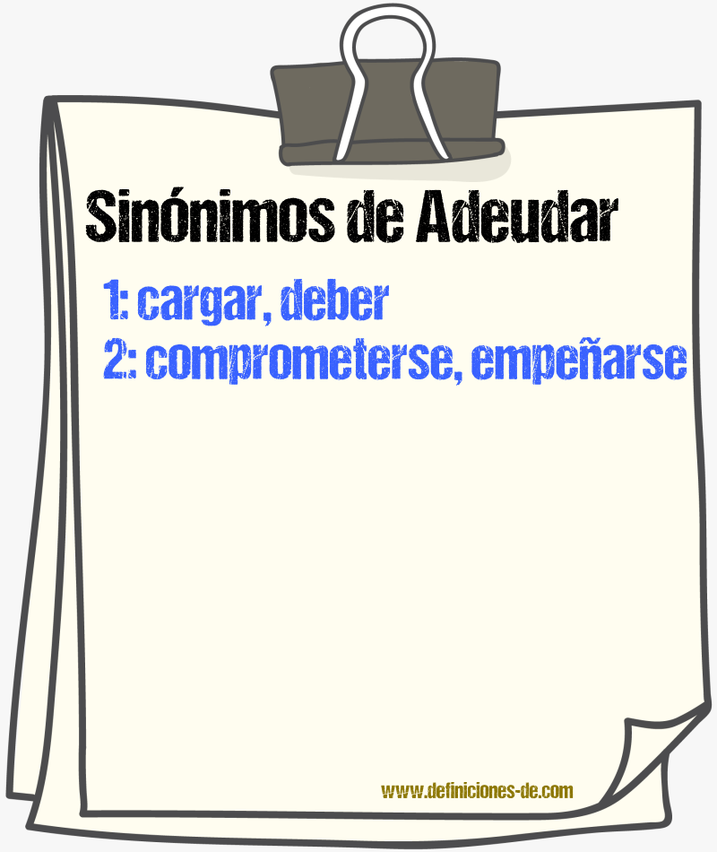 Sinnimos de adeudar