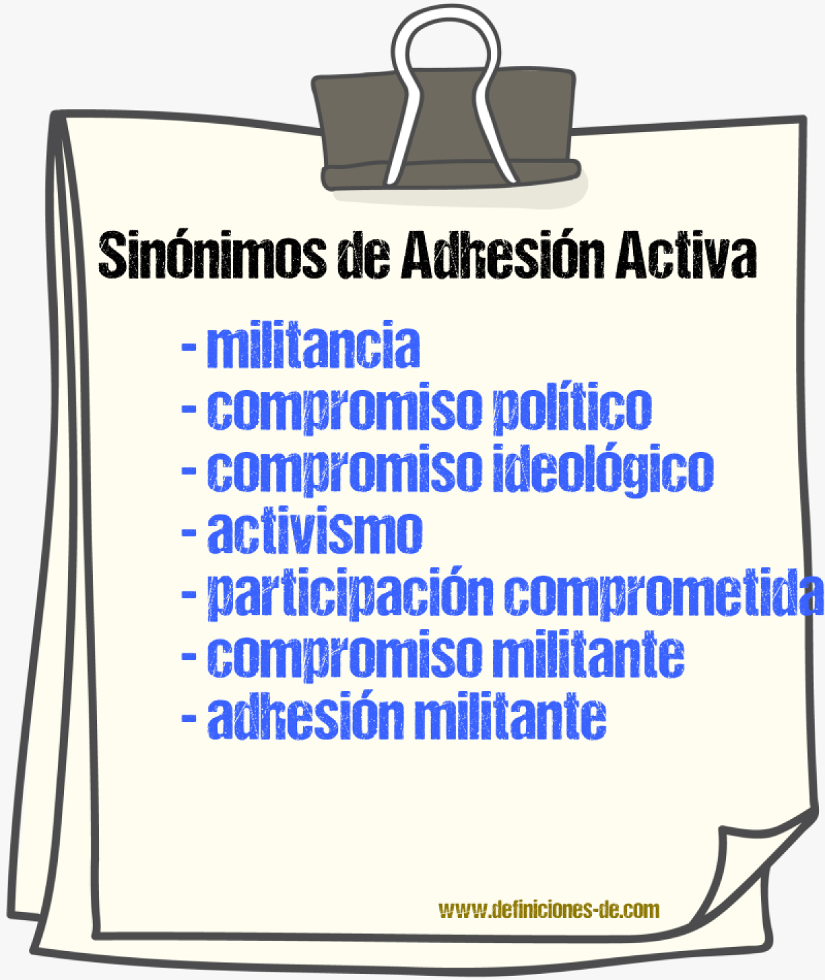 Sinónimos de adhesión activa