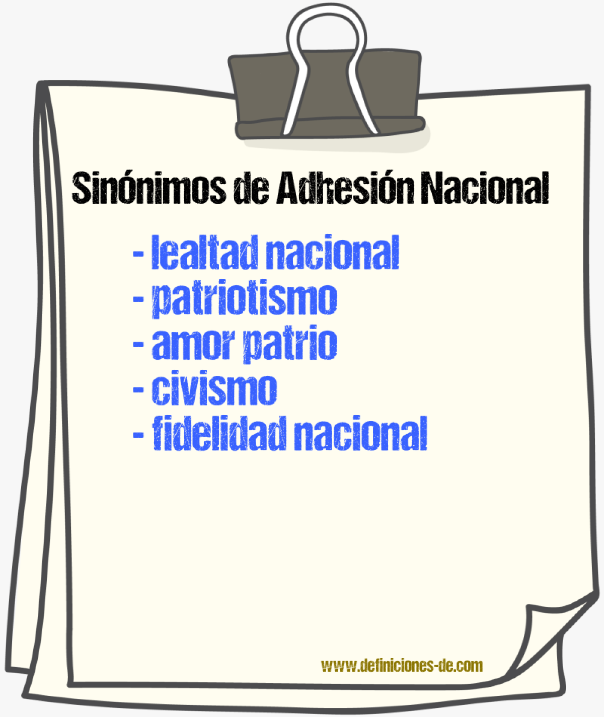 Sinónimos de adhesión nacional