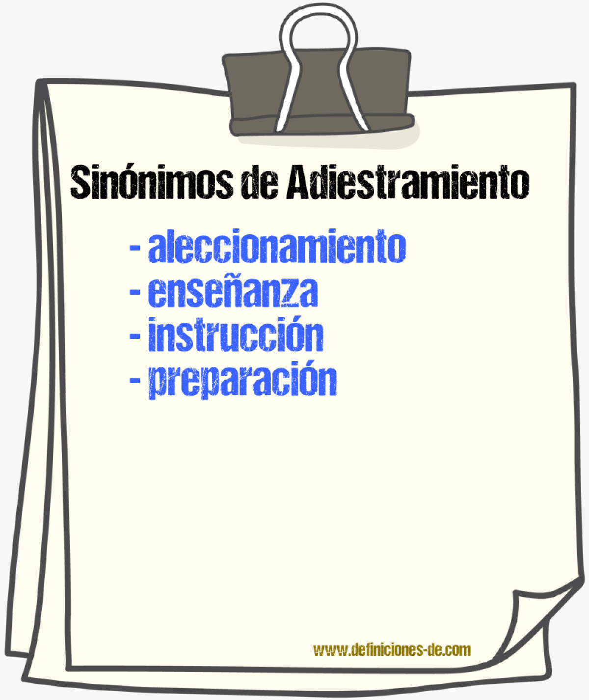 Sinnimos de adiestramiento