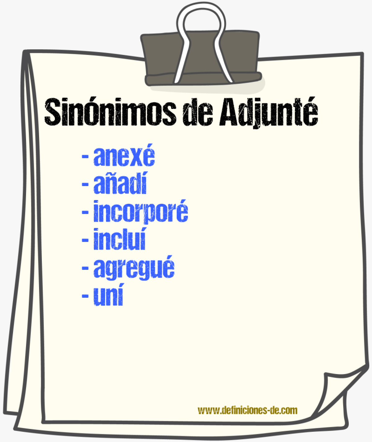 Sinónimos de adjunté