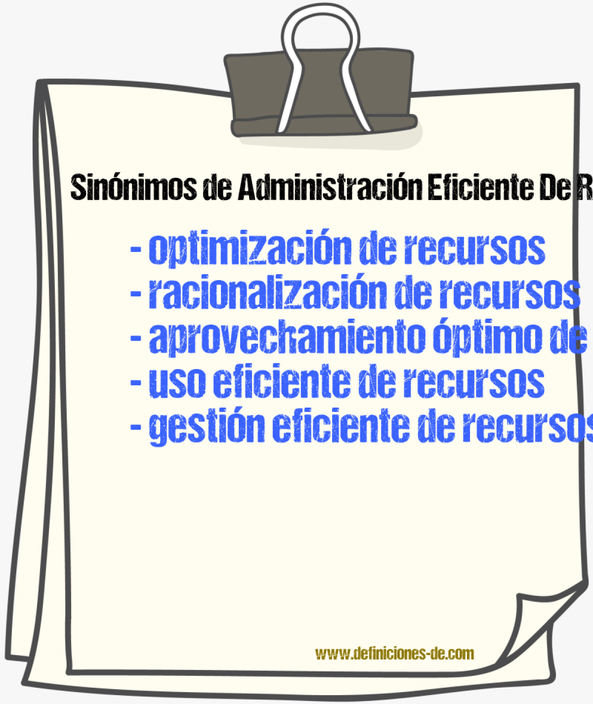 Sinónimos de administración eficiente de recursos