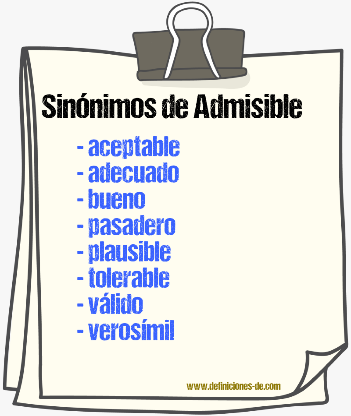 Sinnimos de admisible