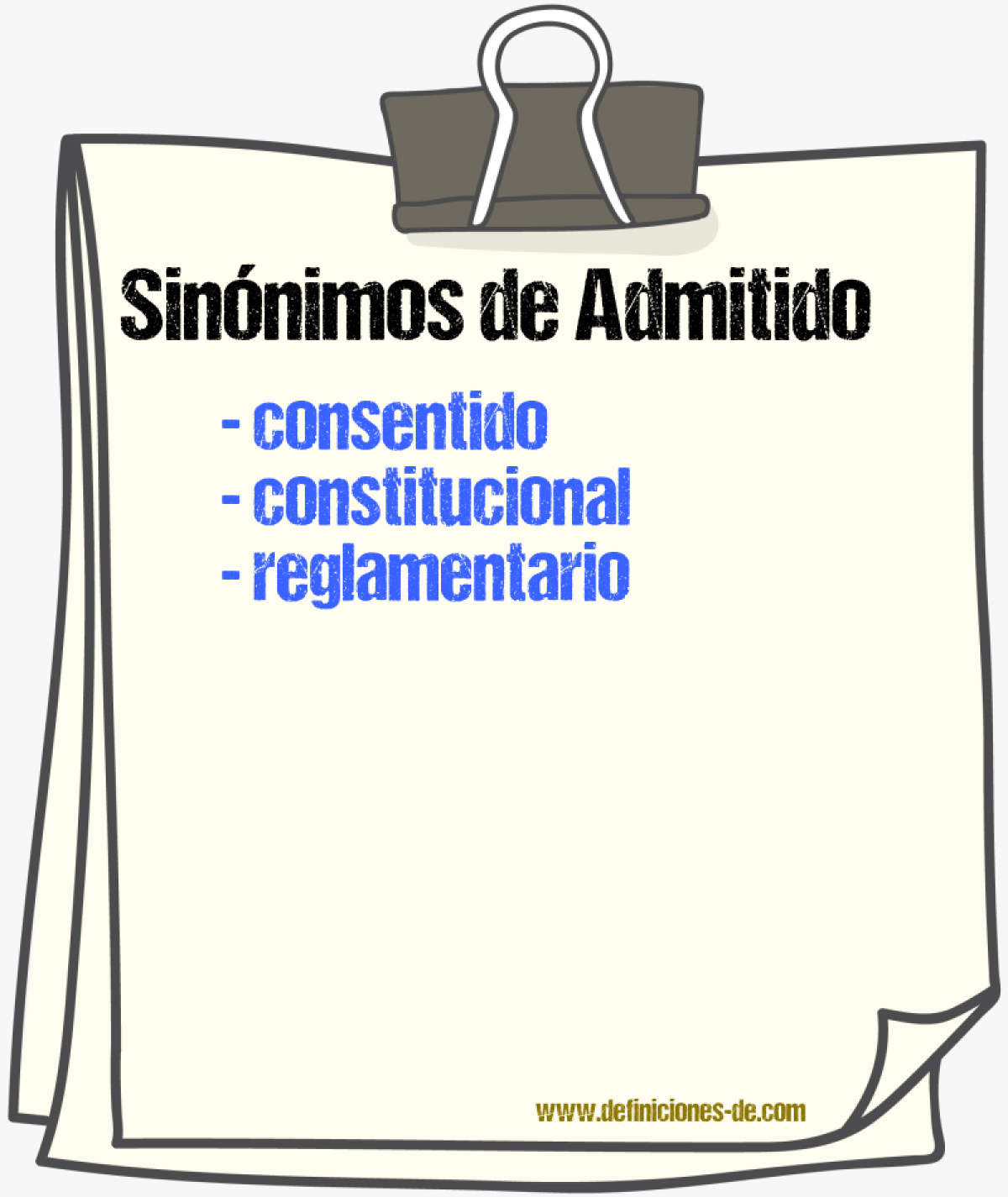 Sinnimos de admitido