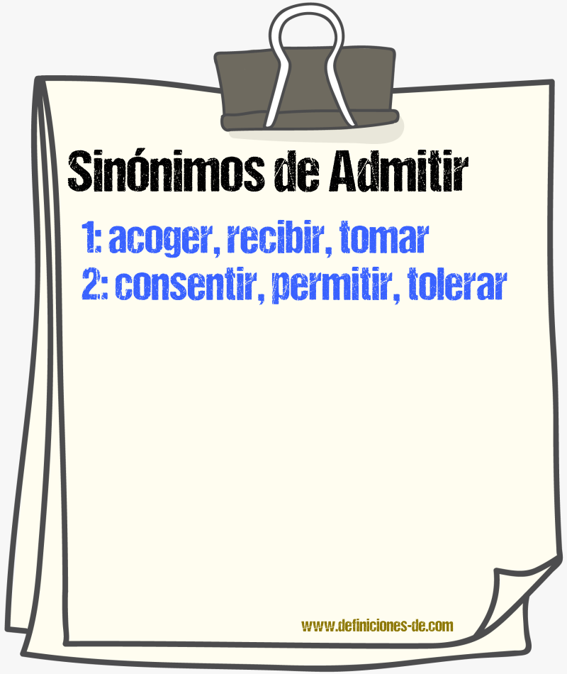 Sinnimos de admitir