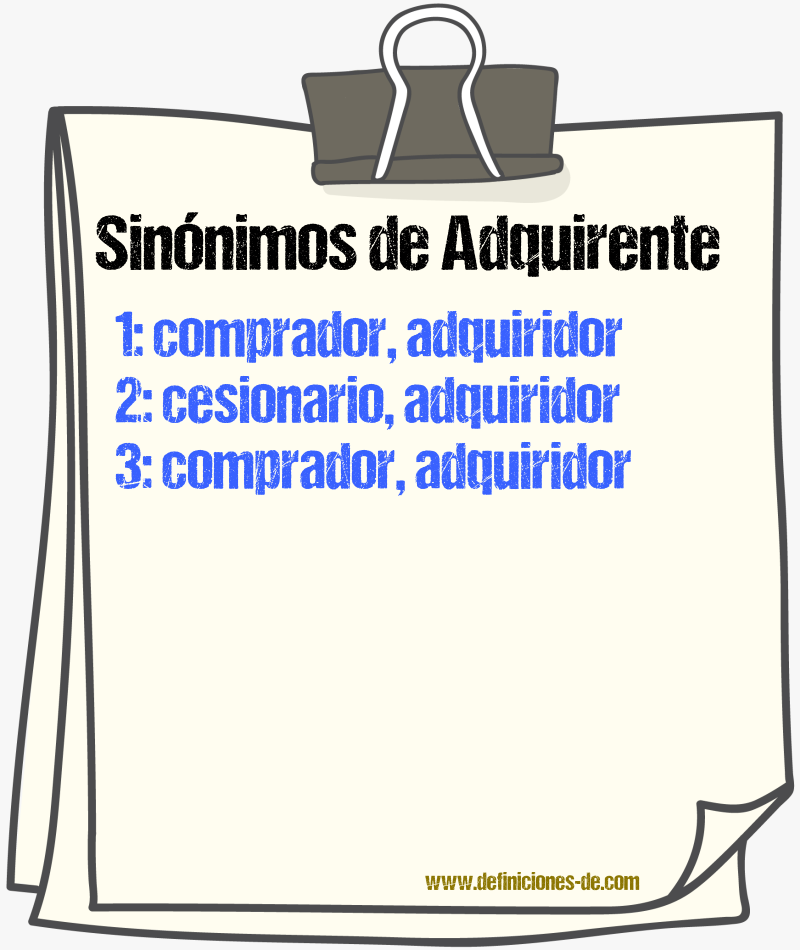 Sinónimos de adquirente