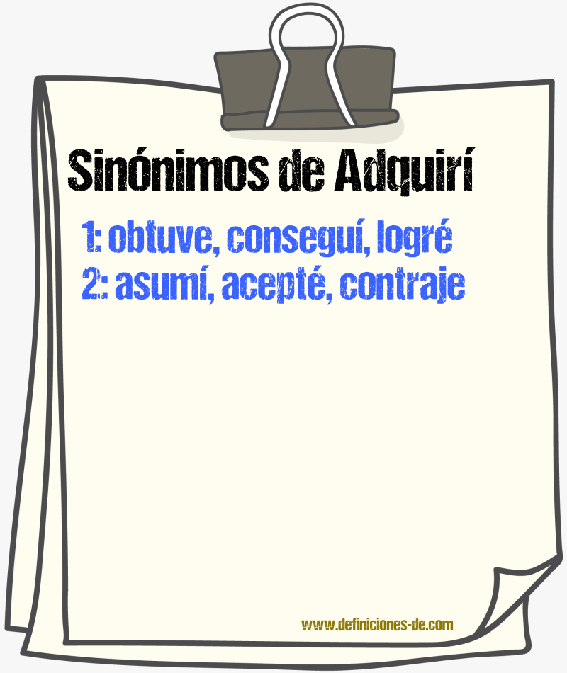 Sinónimos de adquirí