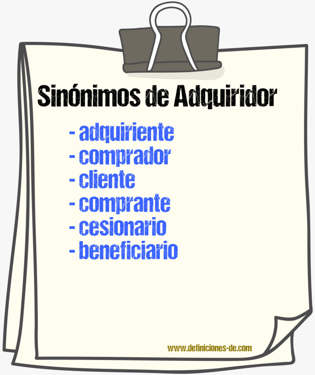 Sinónimos de adquiridor