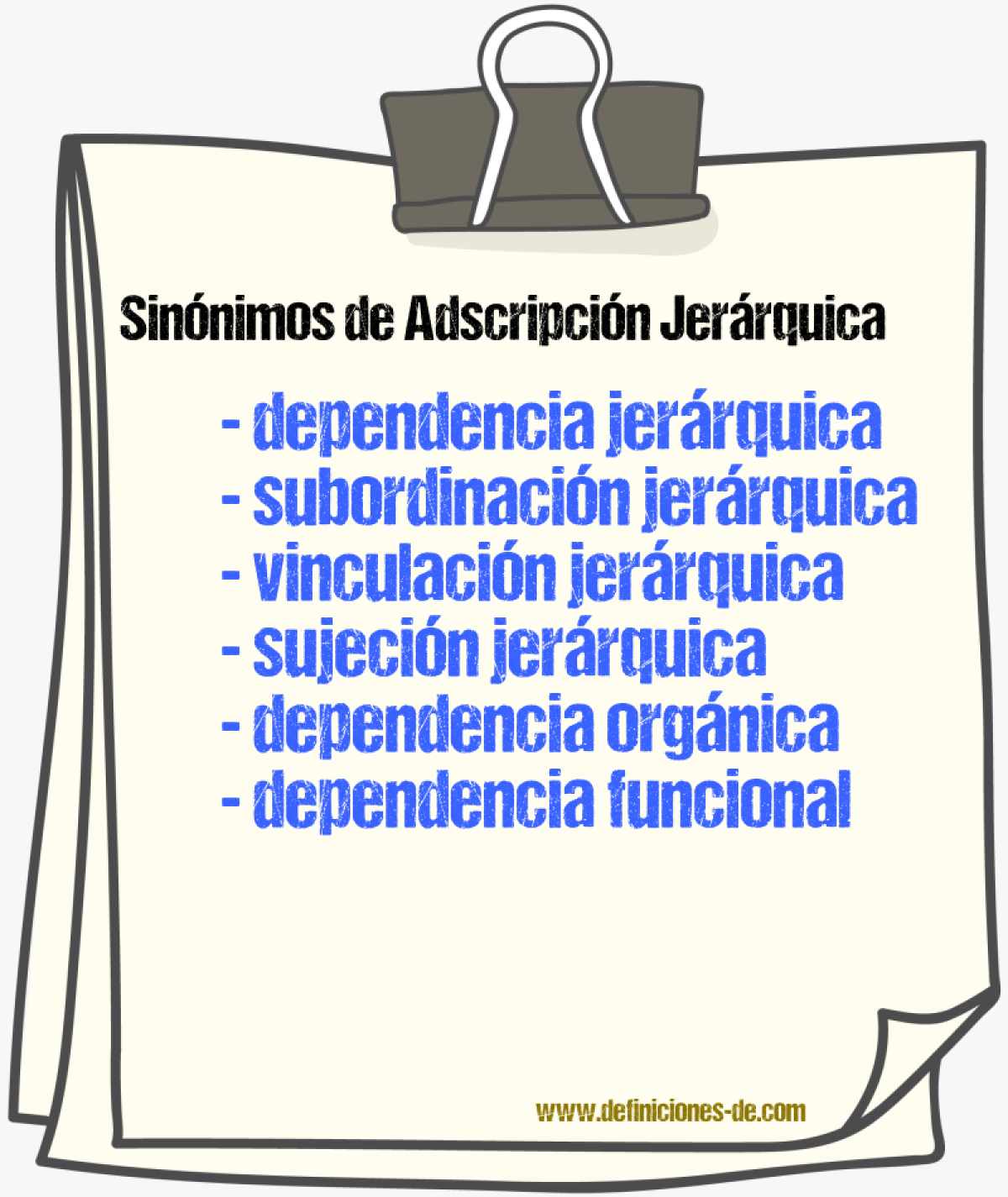 Sinónimos de adscripción jerárquica