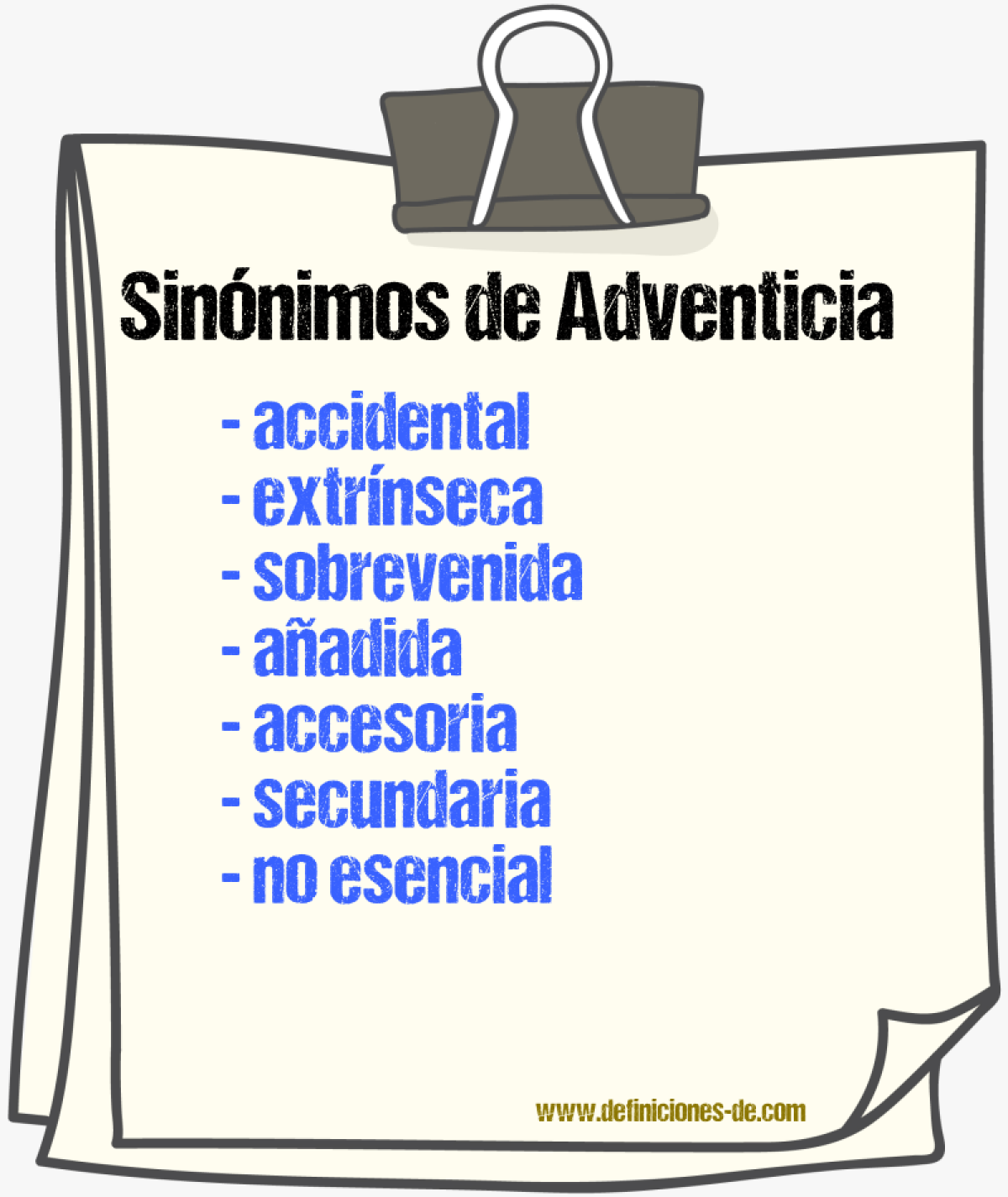 Sinónimos de adventicia