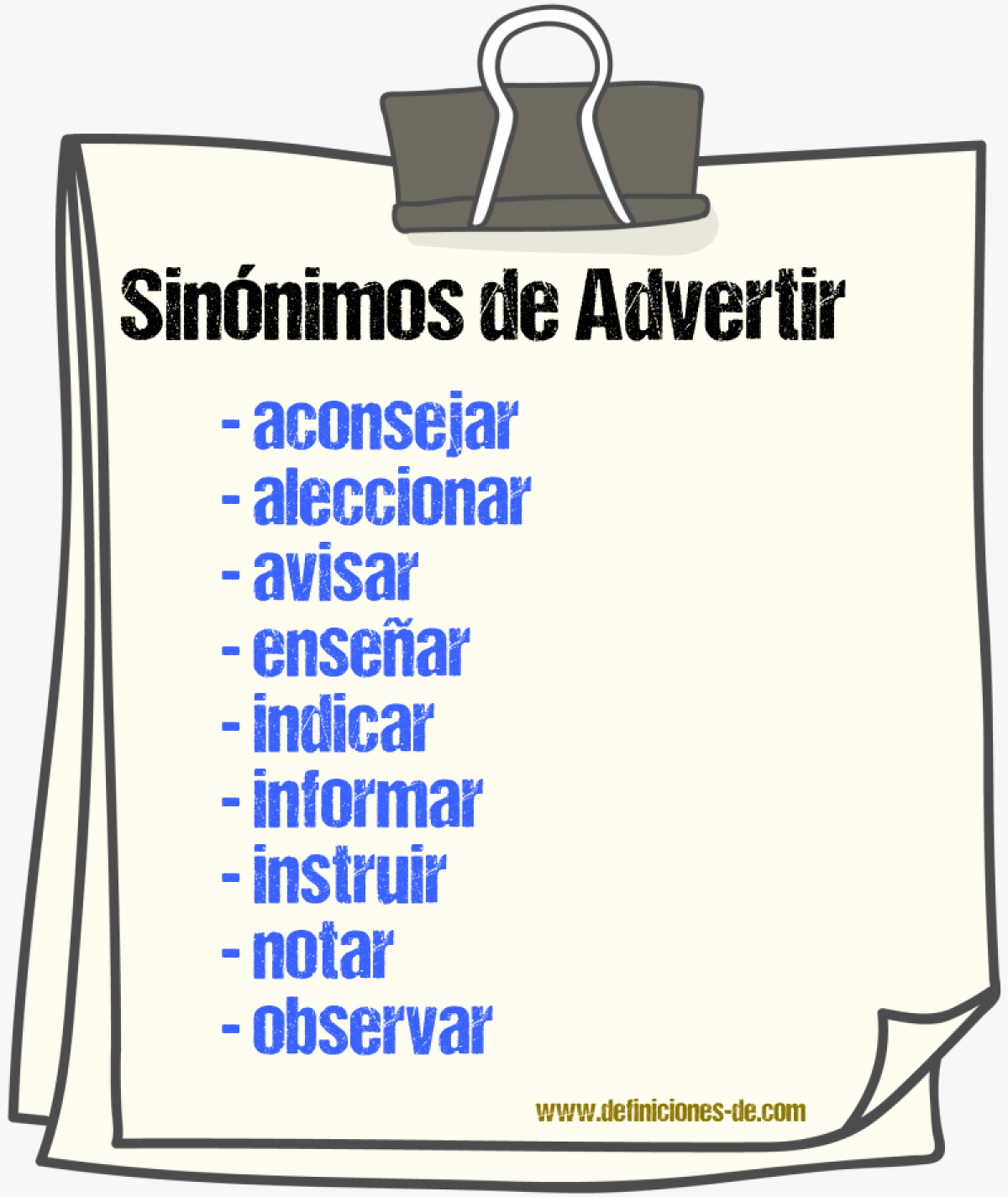 Sinnimos de advertir