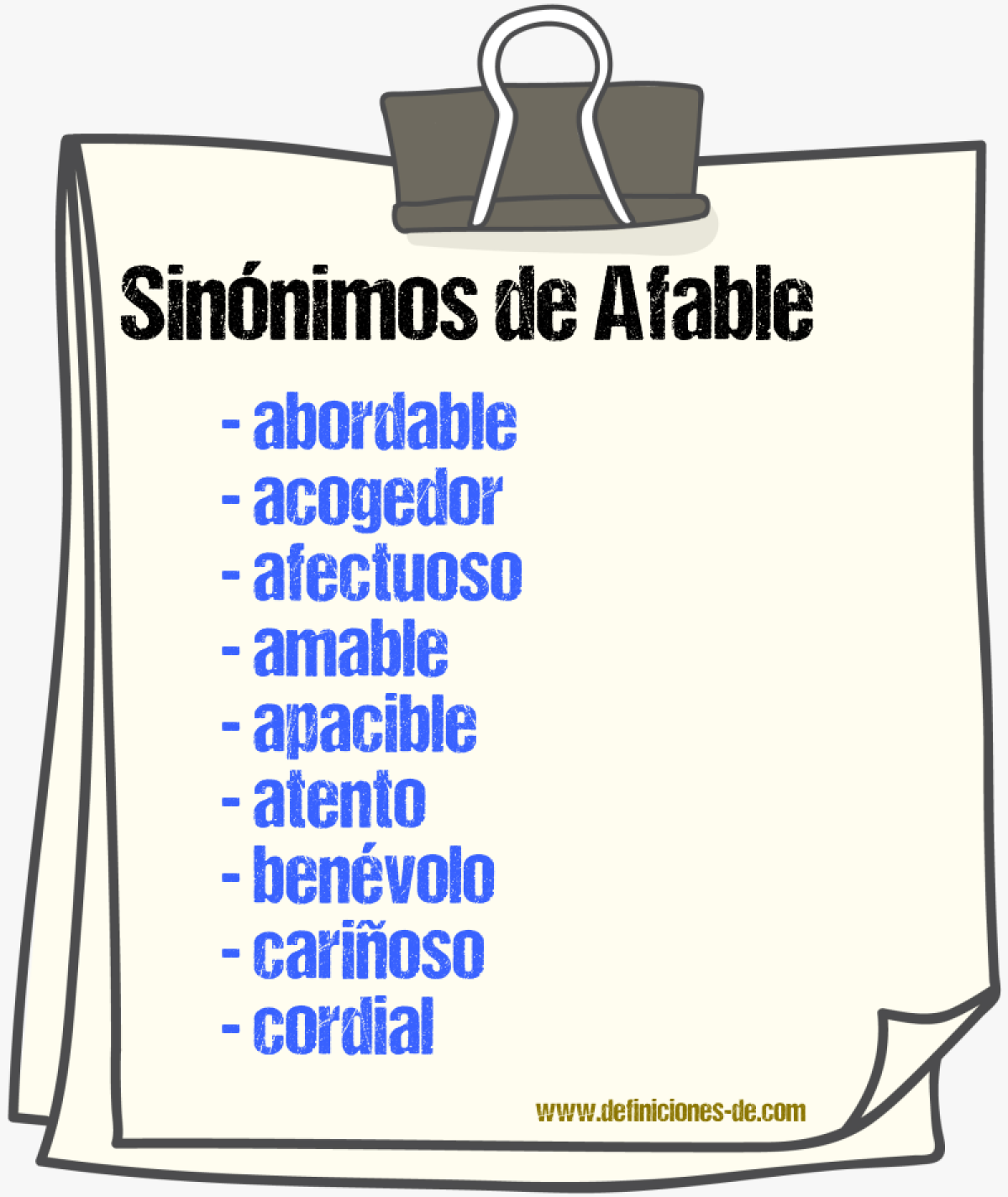 Sinnimos de afable