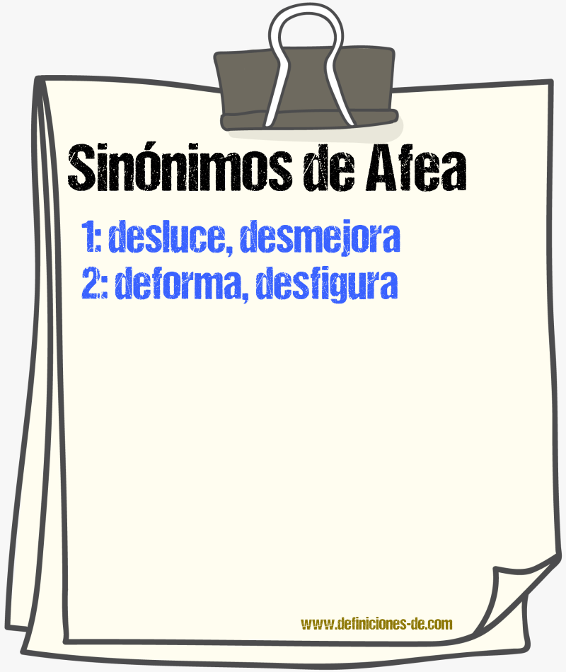 Sinónimos de afea
