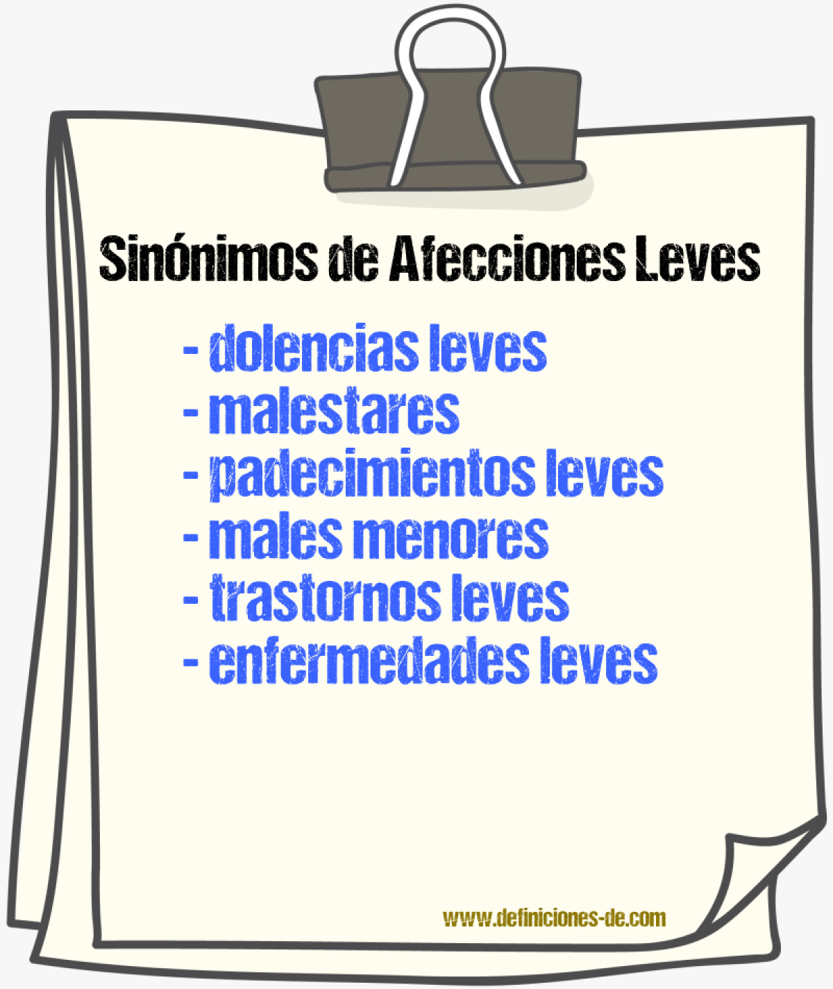 Sinónimos de afecciones leves
