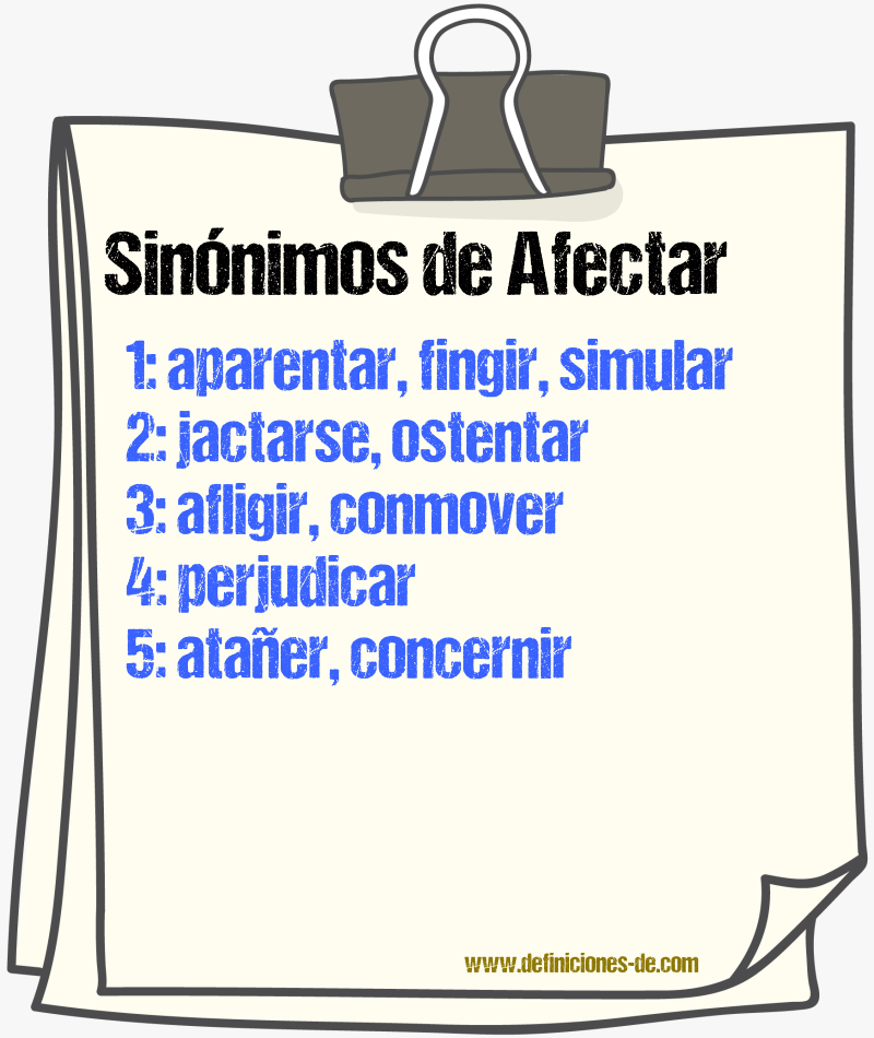 Sinnimos de afectar