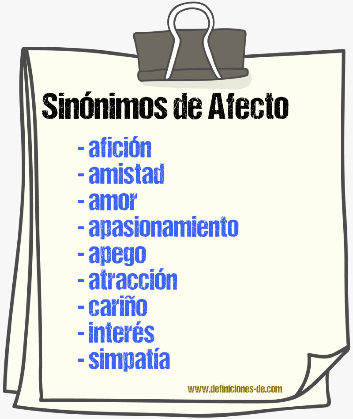 Sinnimos de afecto