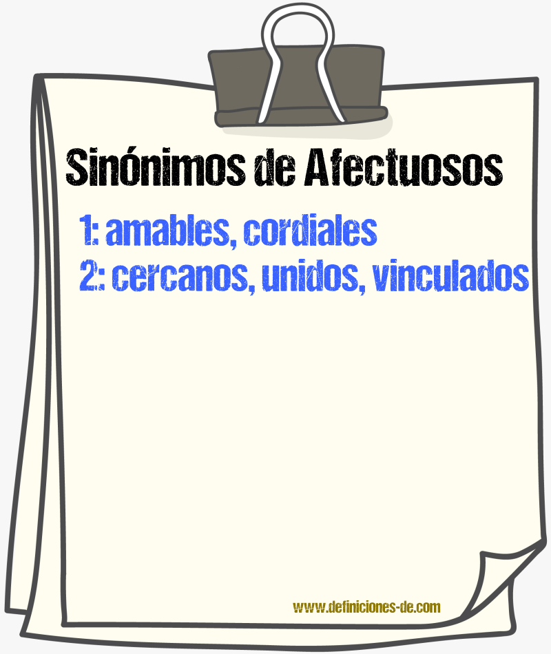 Sinónimos de afectuosos