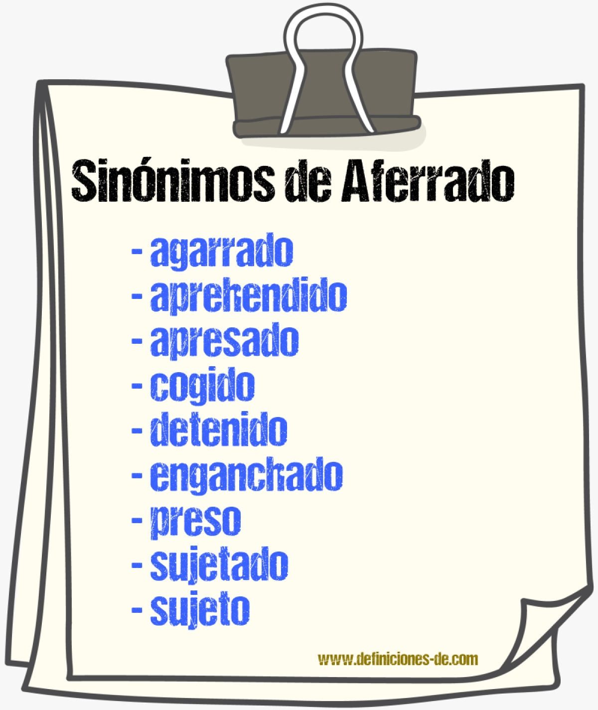 Sinnimos de aferrado