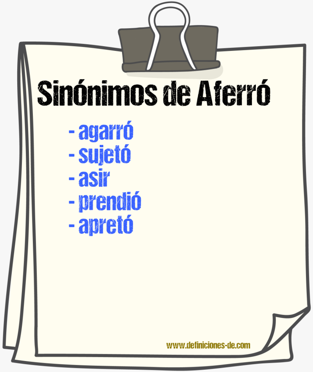 Sinónimos de aferró
