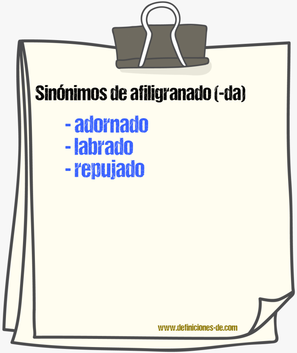 Sinnimos de afiligranado