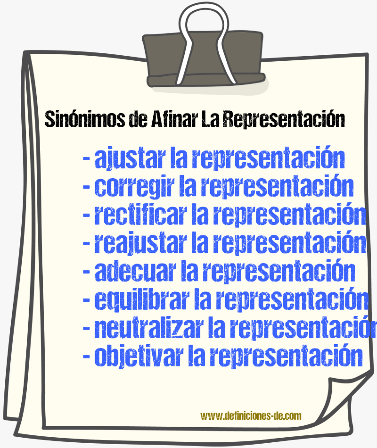 Sinónimos de afinar la representación