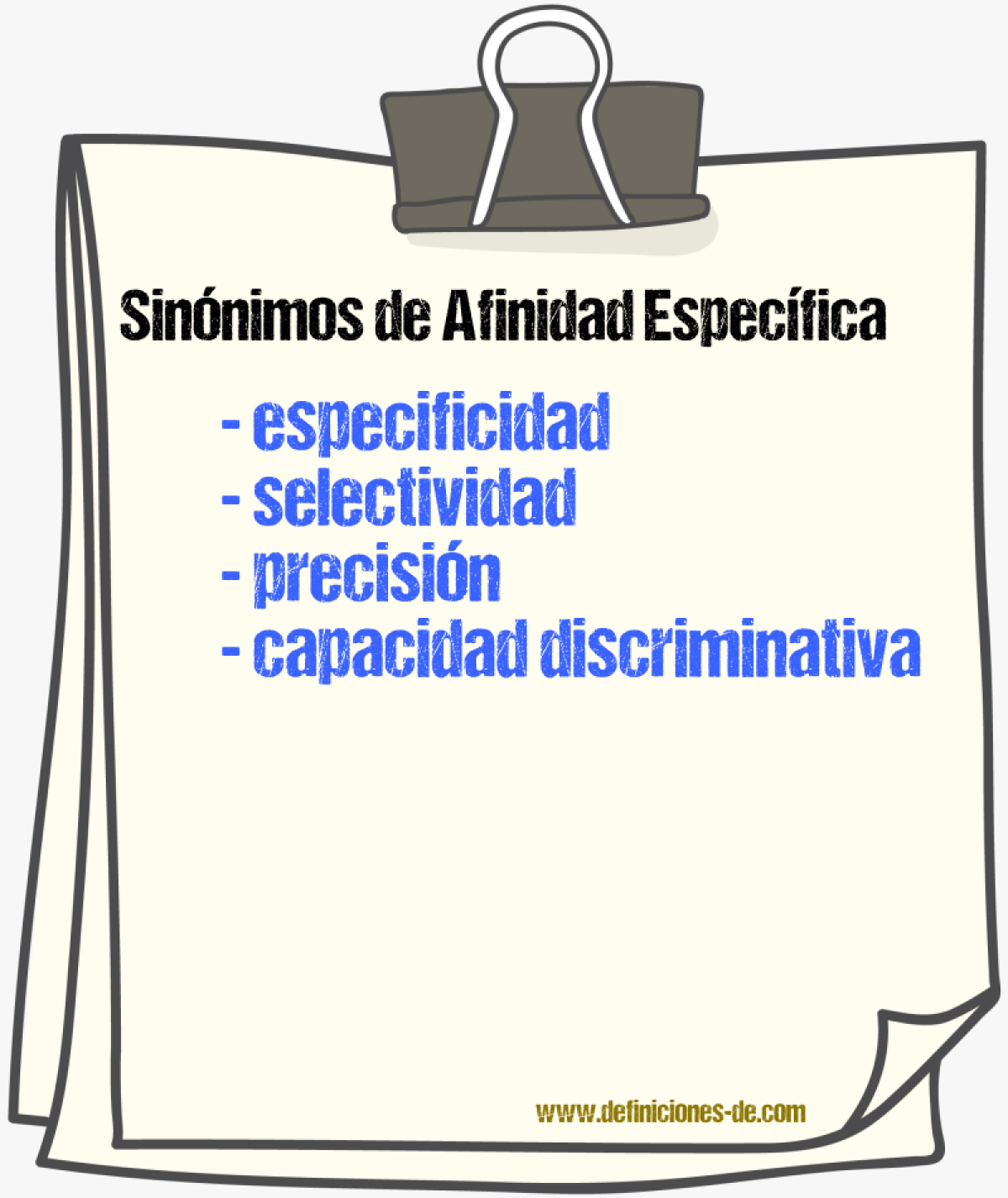 Sinónimos de afinidad específica