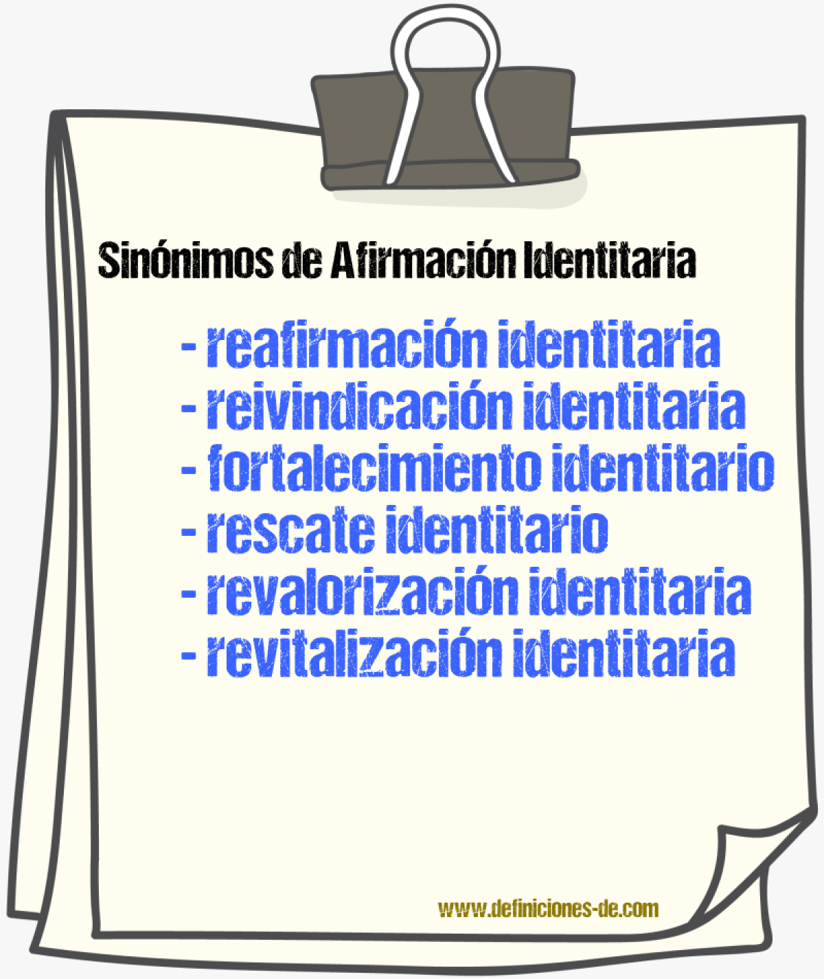 Sinónimos de afirmación identitaria