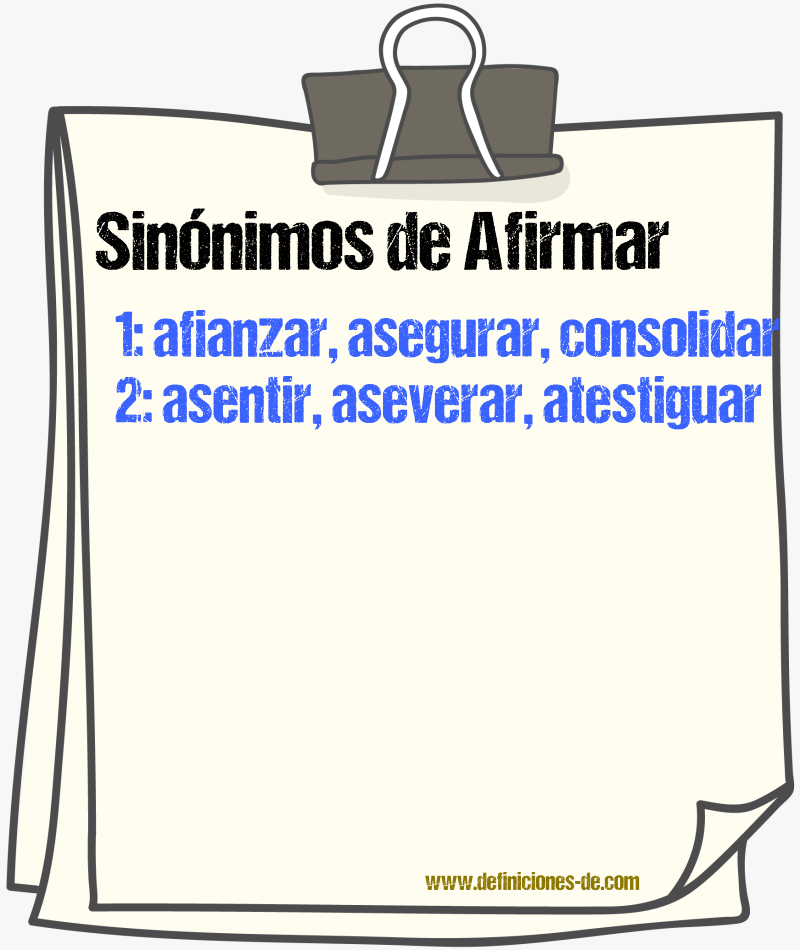 Sinnimos de afirmar